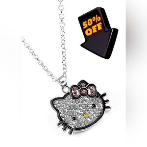 Hello Kitty Pendant Necklace 
Rhinestones Sanrio NWT